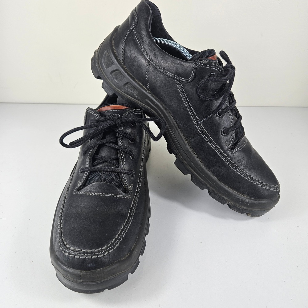 ECCO Track II Mens 13 Low Black Leather Gore-Tex Waterproof Hiking Walking Shoes